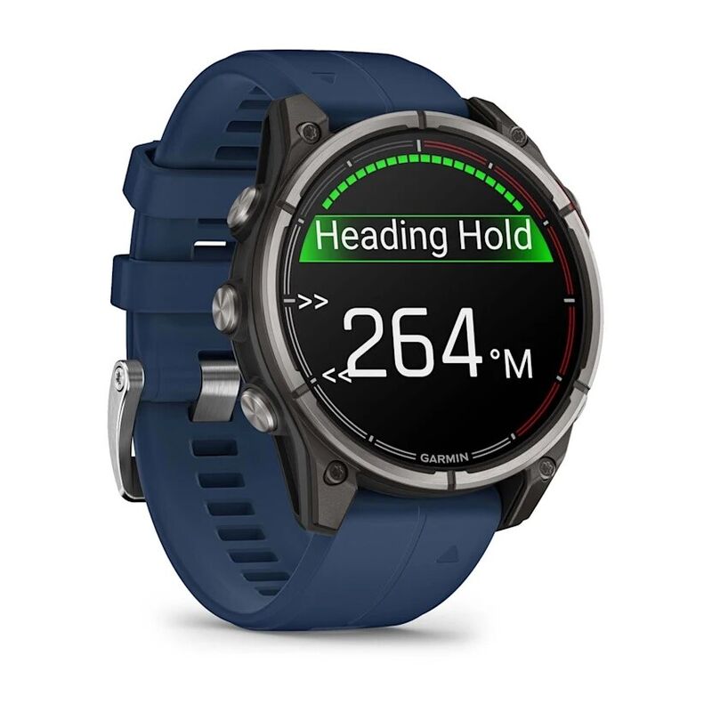Часы Garmin Quatix 8 - 51 мм, AMOLED, Sapphire, Titanium, синий силиконовый ремешок