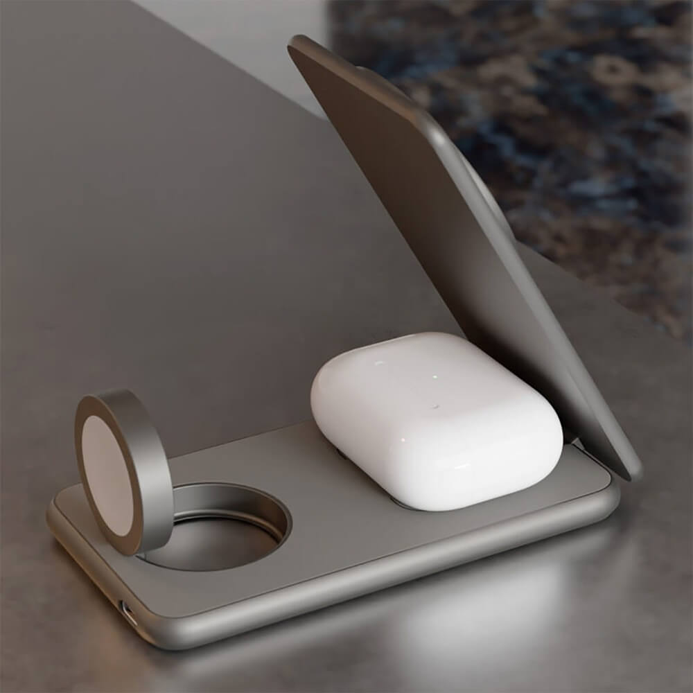 Беспроводное зарядное устройство VLP Alum Power Pro для Apple натуральный титан