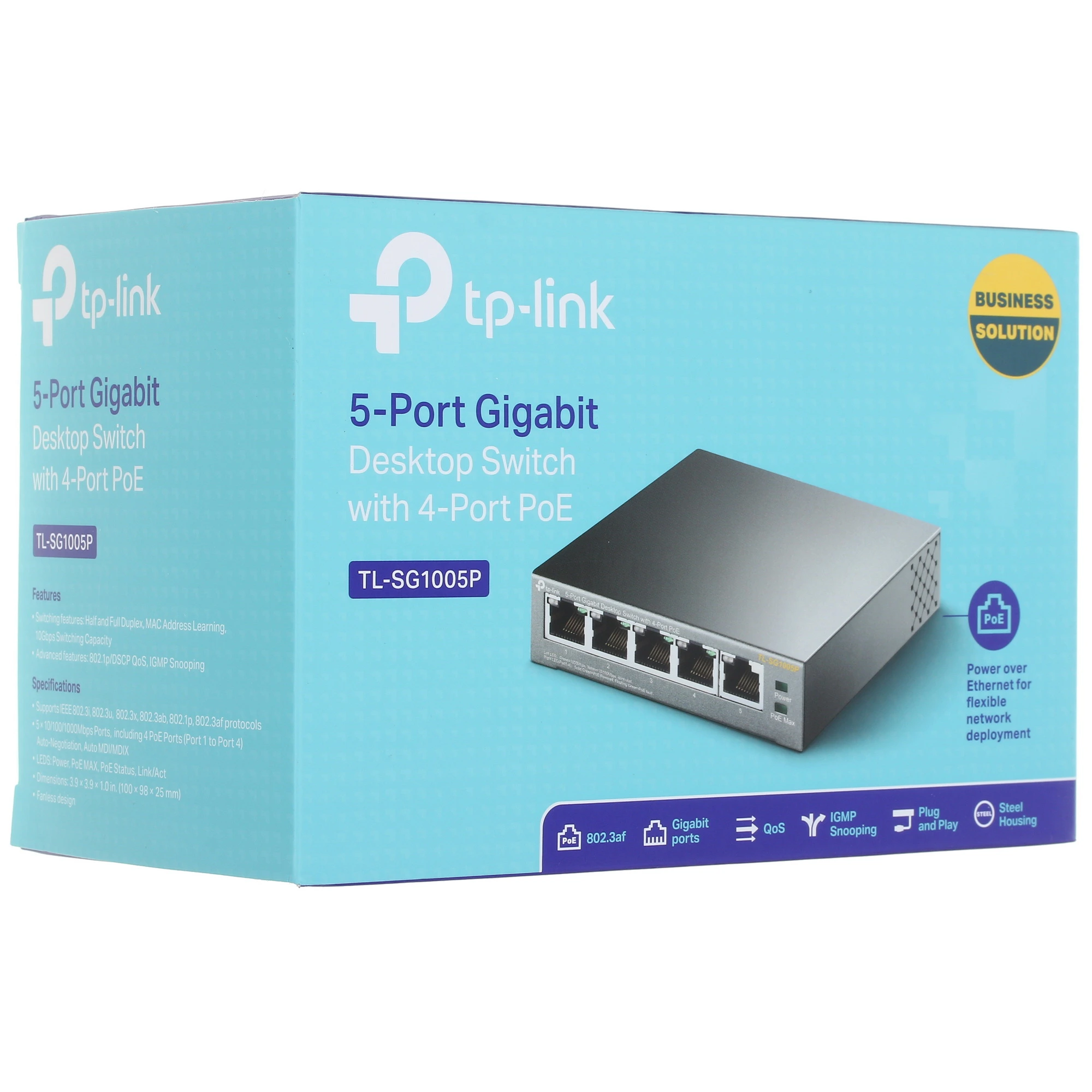 Коммутатор TP-Link TL-SG1005P, 5 портов (4xPoE), 1 Гбит/с, неуправляемый