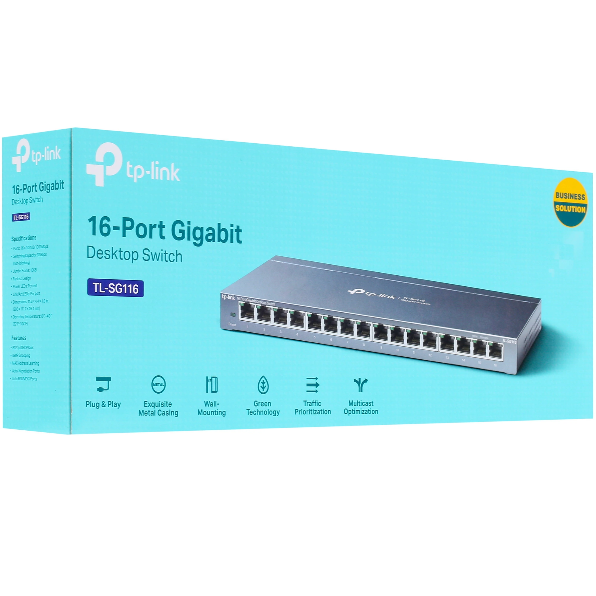 Коммутатор TP-Link TL-SG116, 16 портов, 1 Гбит/с, неуправляемый