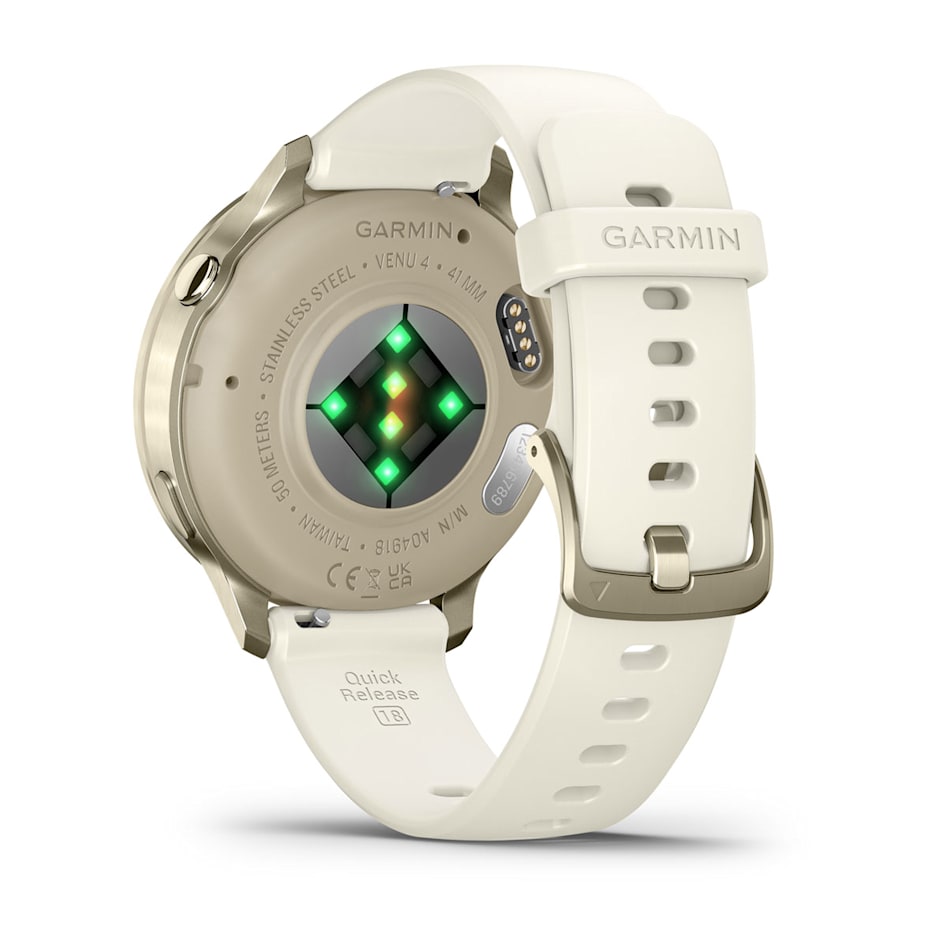 Смарт-часы Garmin Venu 4 - 41 mm, Лунно-золотистый, силиконовый ремешок цвета слоновой кости