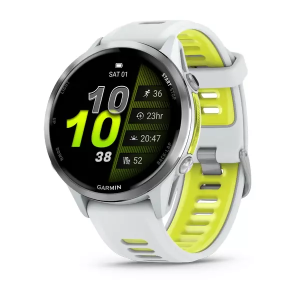 Смарт-часы Garmin Forerunner 970 - 47 mm, Белый, титановый безель, бело-зеленый ремешок (010-02969-01)