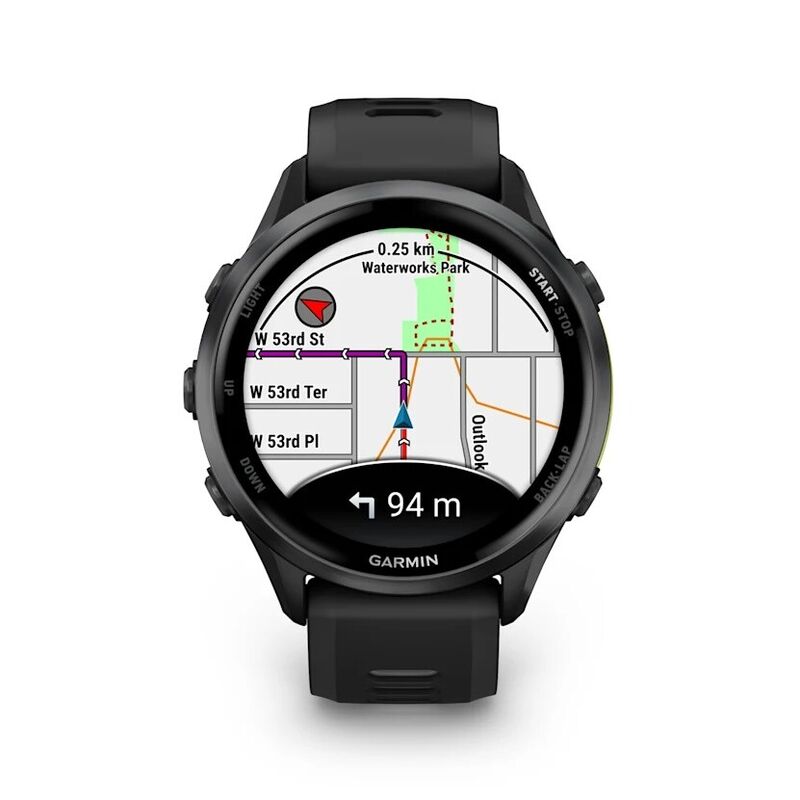 Смарт-часы Garmin Forerunner 970 - 47 mm, Черный, темно-серый титановый безель с DLC-покрытием, черно-серый ремешок