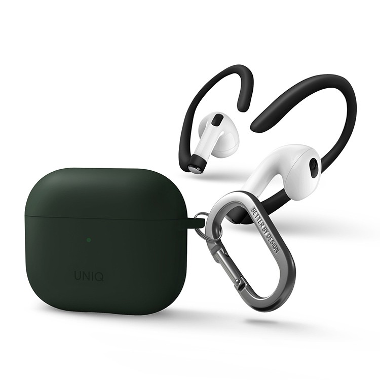 Чехол Uniq NEXO Liquid silicone +carabin +Sports ear hooks для AirPods 3 Зеленый