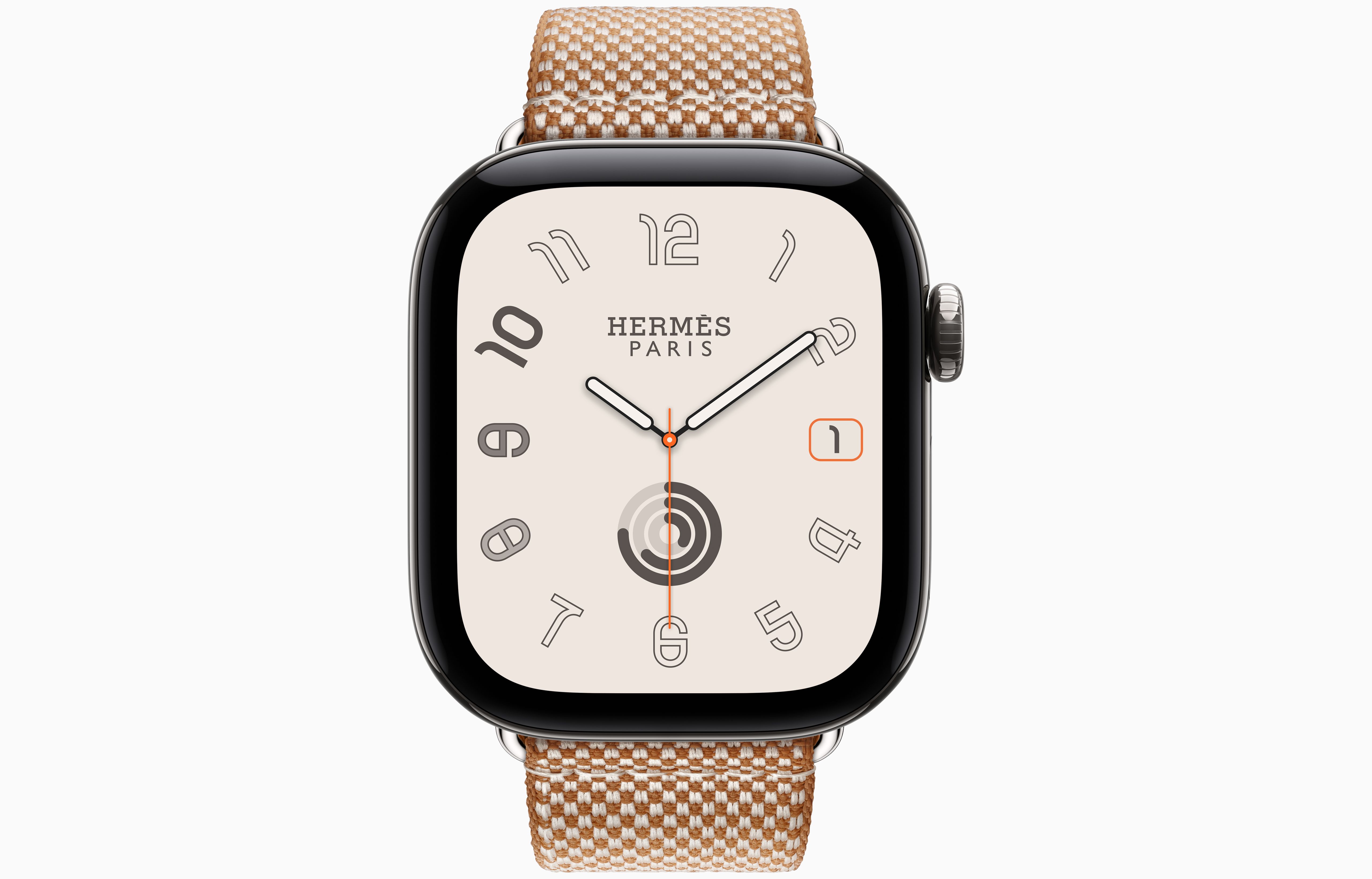 Смарт-часы Apple Watch Hermes Series 12, 42 мм, GPS + Cellular, Titanium Silver, Toile H Single Tour Gold/Ecru, One Size