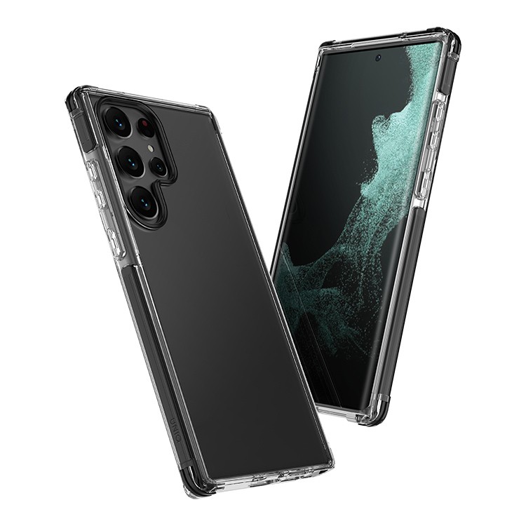Чехол Uniq Combat Black для Samsung S23 Ultra, прозрачный (черная рамка)