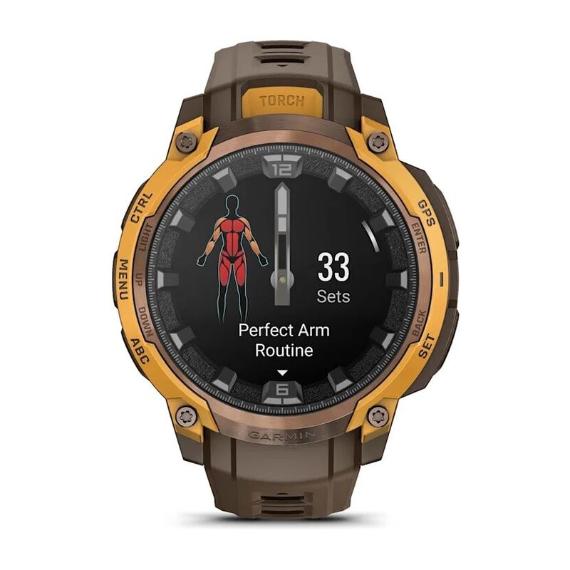 Смарт-часы Garmin Instinct Crossover Amoled - 46 mm, Бронзовый, светло-коричневый силиконовый ремешок