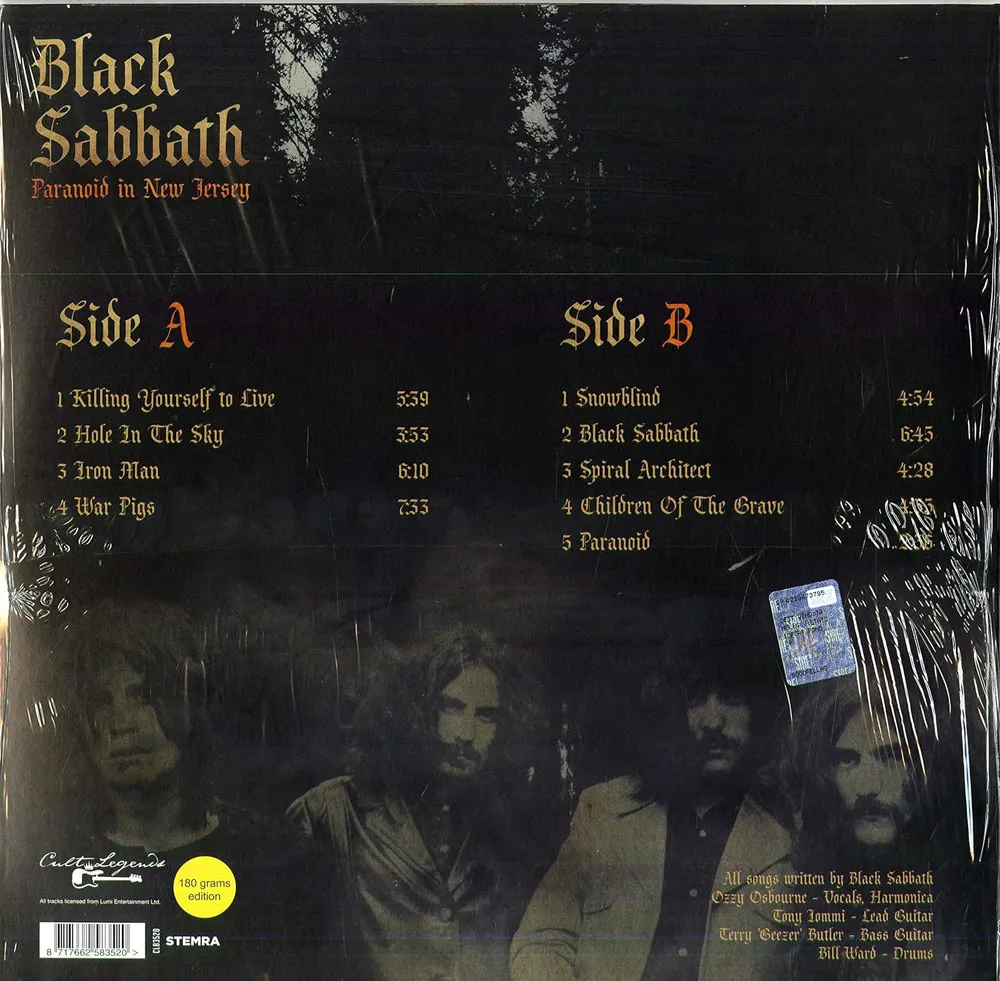 Виниловая пластинка BLACK SABBATH - Paranoid In New Jersey