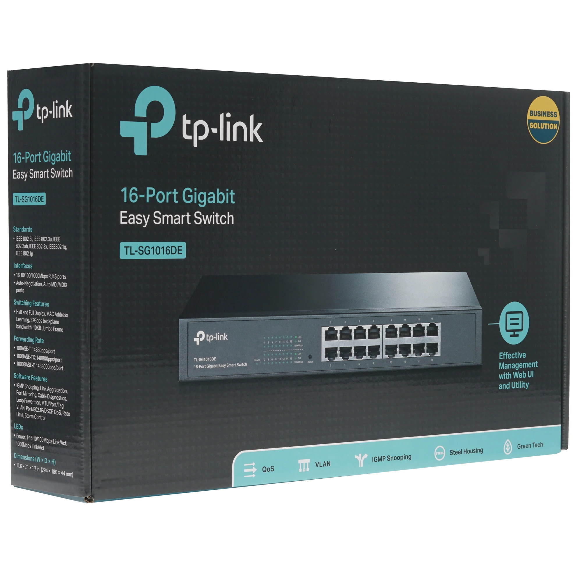 Коммутатор TP-Link TL-SG1016DE, 16 портов, 1 Гбит/с, Управляемый