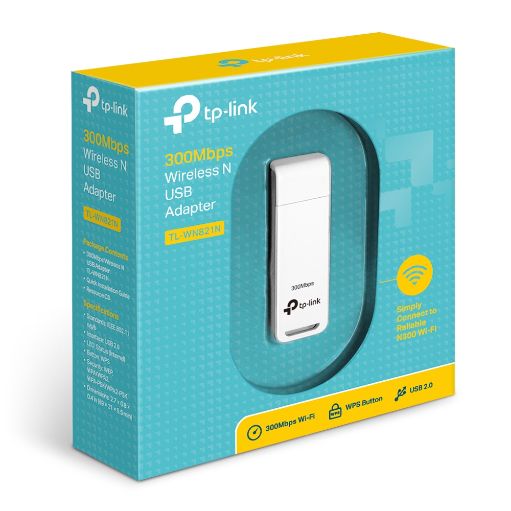 Адаптер Wi-Fi TP-Link TL-WN821N, USB 2.0, Wi-Fi 4 (802.11n)