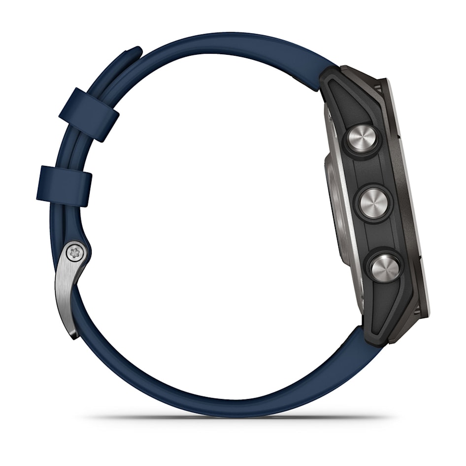 Часы Garmin Quatix 8 - 47 мм, AMOLED, Sapphire, Titanium, синий силиконовый ремешок