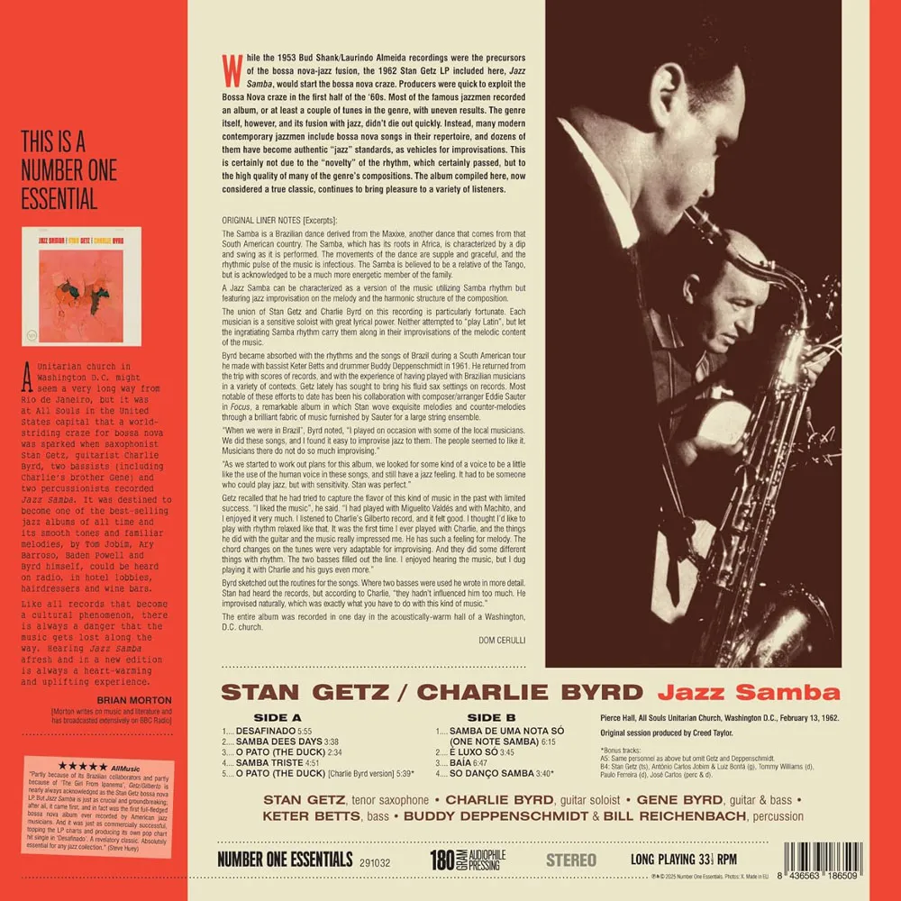 Виниловая пластинка GETZ STAN & CHARLIE BYRD - Jazz Samba