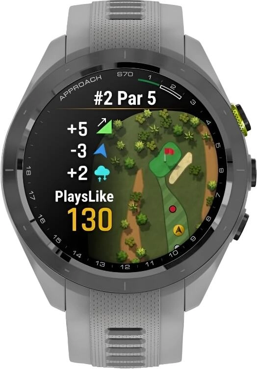 Смарт-часы Garmin Approach S70 - 42 mm, черный керамический безель с серым силиконовым ремешком