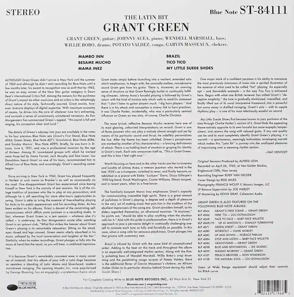 Виниловая пластинка GREEN GRANT - The Latin Bit (Tone Poet)