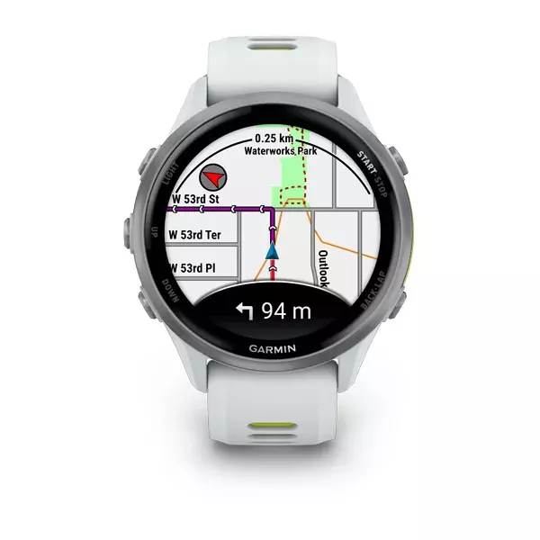 Смарт-часы Garmin Forerunner 970 - 47 mm, Белый, титановый безель, бело-зеленый ремешок (010-02969-01)