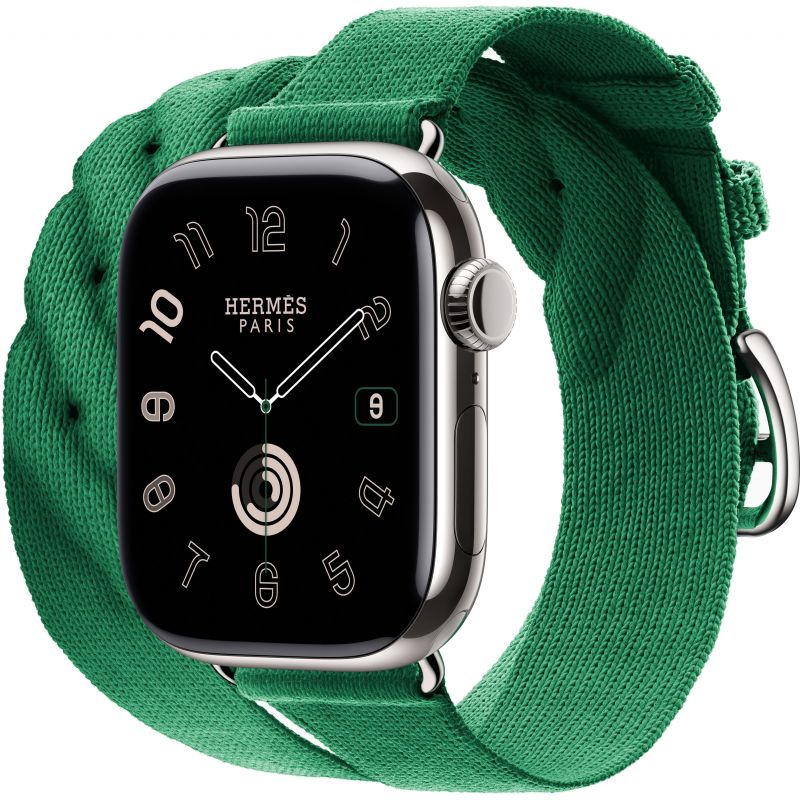 Смарт-часы Apple Watch S10 Hermes - 42 mm, браслет Torsade Double Tour (Vert Moyen | зеленый)
