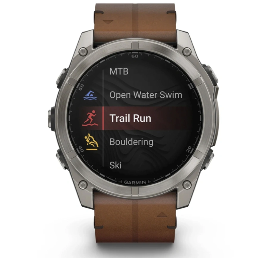 Смарт-часы Garmin Fenix 8 51mm Amoled Sapphire Bare Titanium Black with Chestnut Leather Band with Grapphite Silicone Band (010-02905-40)