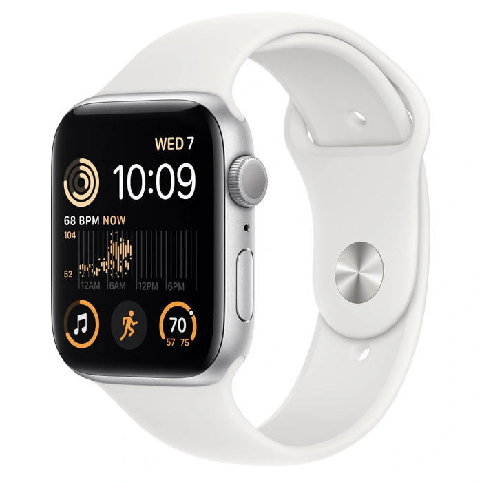 Смарт-часы Apple Watch SE GPS - 44 mm Silver/White Sport band (MNK23)