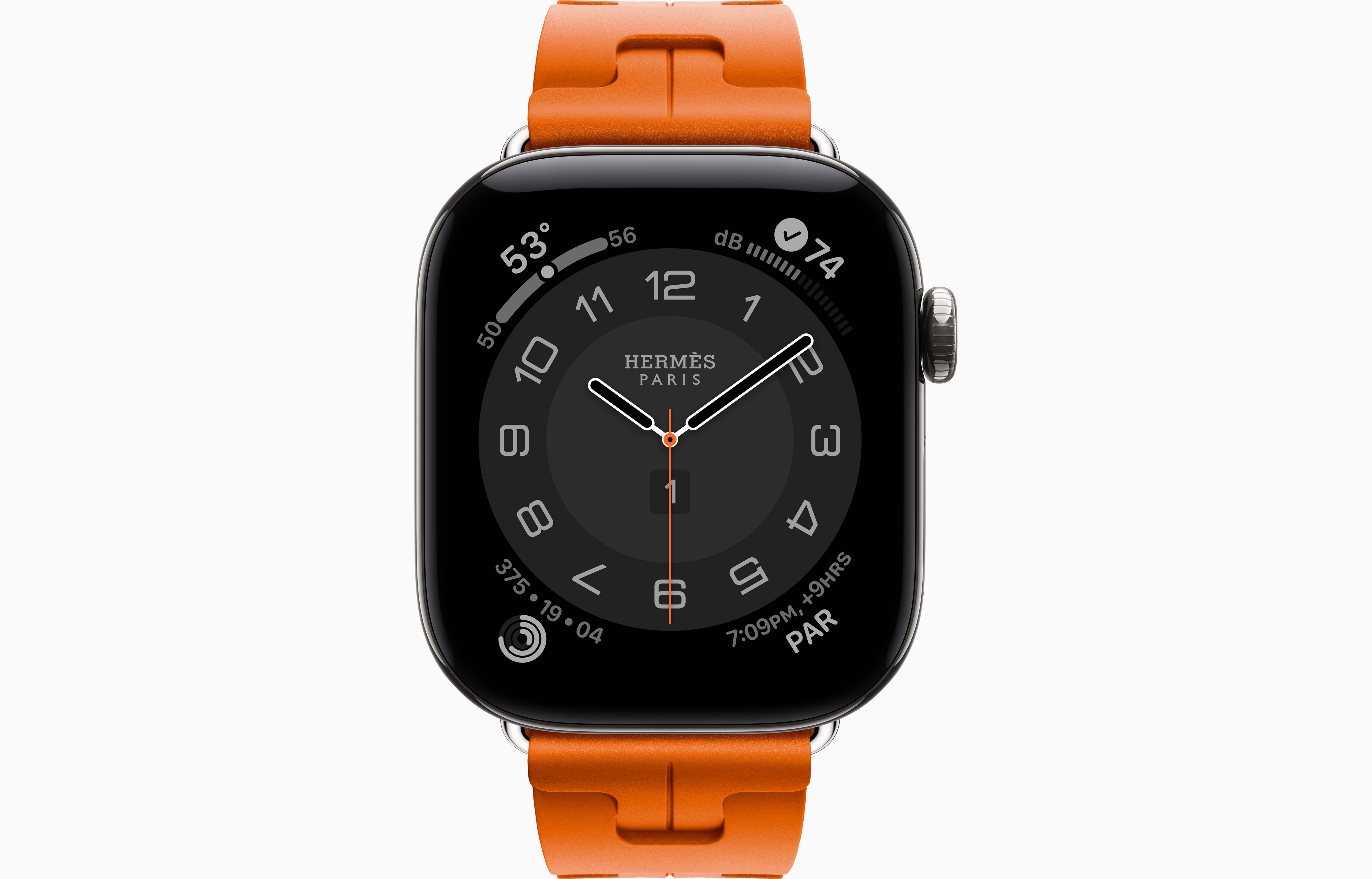 Смарт-часы Apple Watch Hermes Series 12, 42 мм, GPS + Cellular, Titanium Silver, Kilim Single Tour Orange, One Size