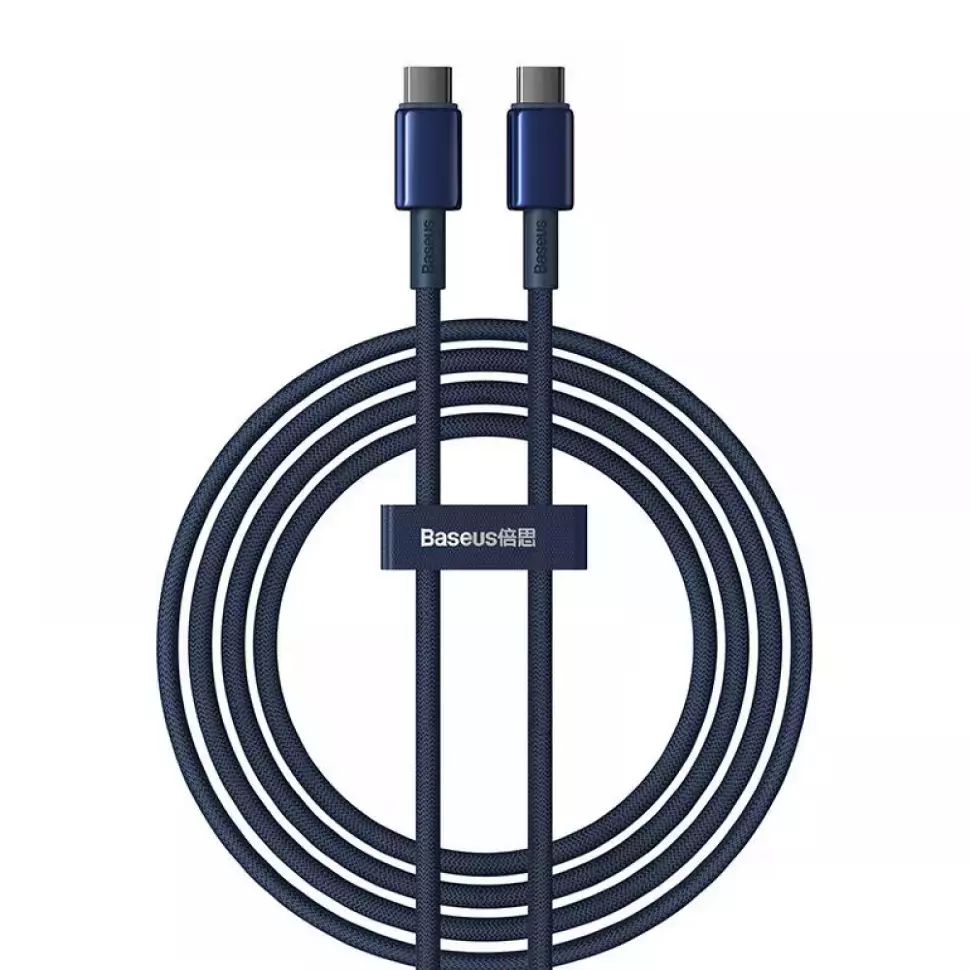 Кабель USB BASEUS Tungsten Gold Fast Charging, USB - Type-C, 100W, длина 1 метр, Blue