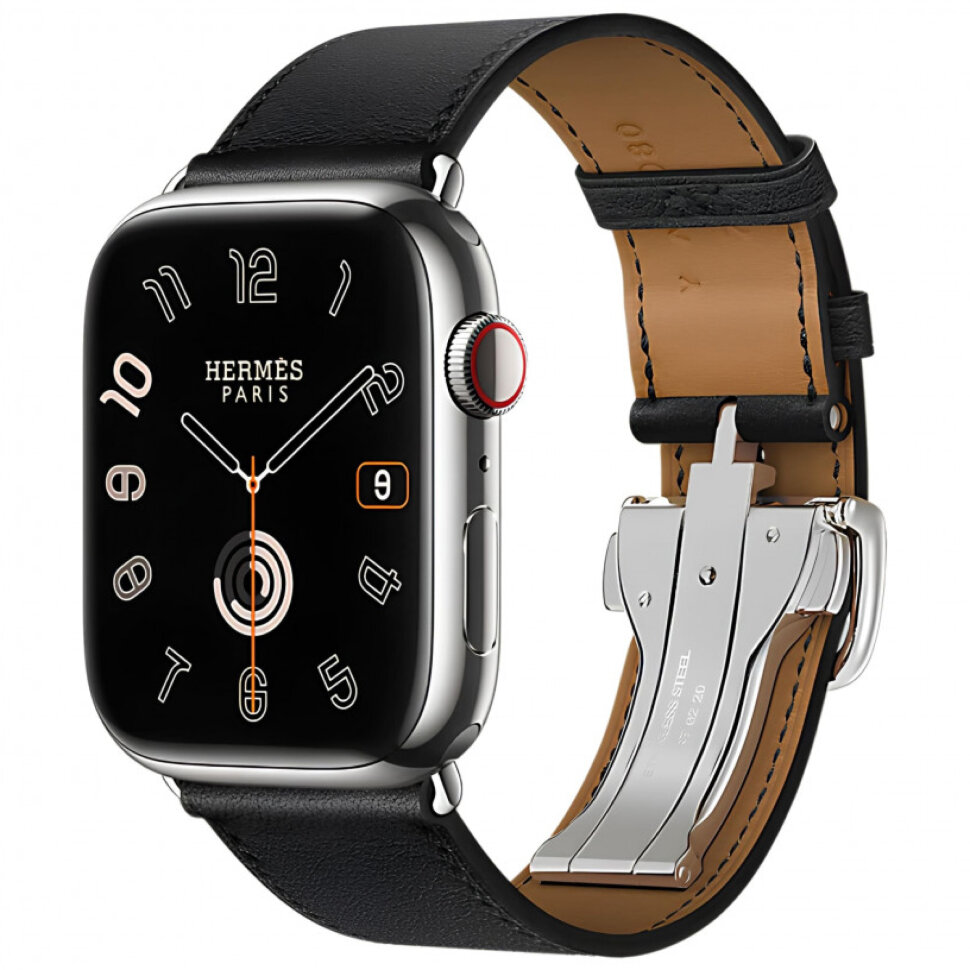 Смарт-часы Apple Watch S10 Hermes - 46 mm, ремешок с раскладывающейся застежкой, Черный