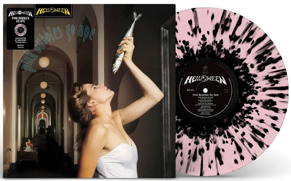 Виниловая пластинка HELLOWEEN - Pink Bubbles Go Ape (30th Anniversary) (Pink W/ Black Splatter)