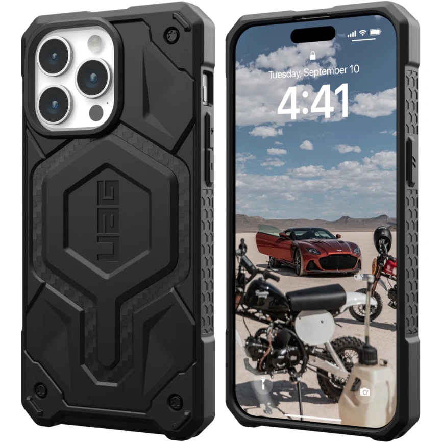 Чехол с поддержкой MAGSAFE Uag Monarch Pro для iPhone 15 Pro, цвет  карбон