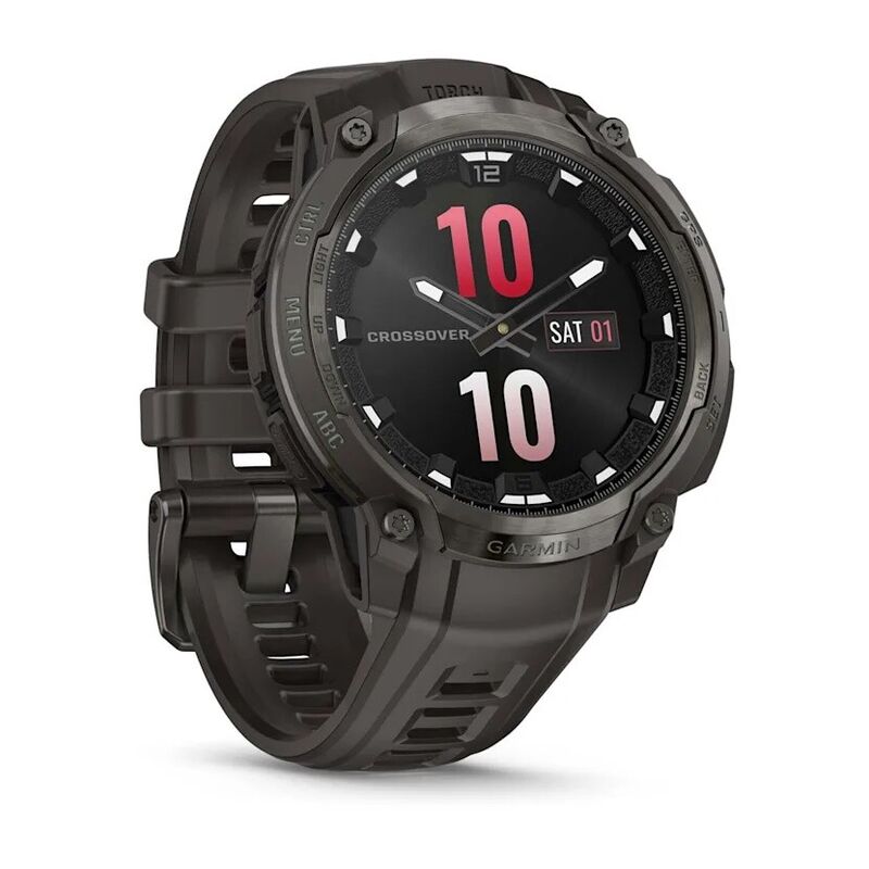Смарт-часы Garmin Instinct Crossover Amoled - 46 mm, Светло-черный, силиконовый ремешок цвета древесного угля