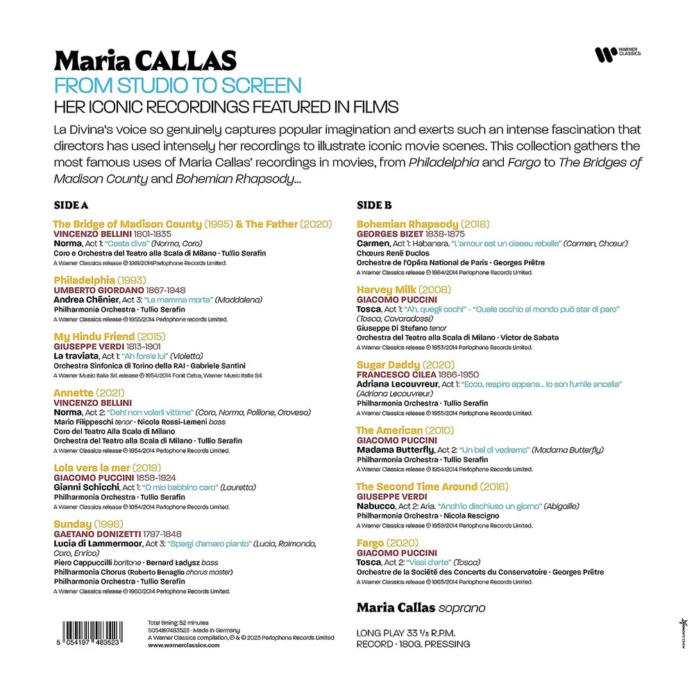 Виниловая пластинка CALLAS MARIA - From Studio to Screen