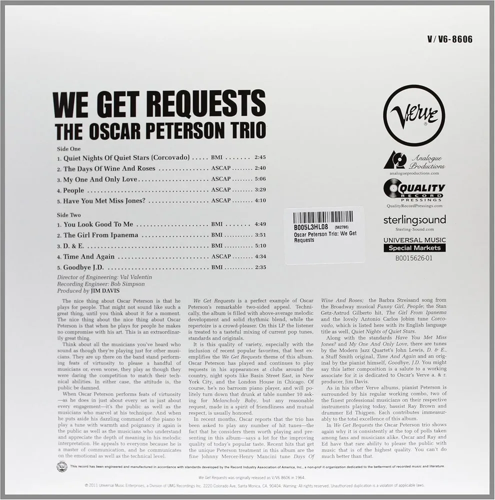 Виниловая пластинка PETERSON OSCAR - We Get Requests (45 RPM)