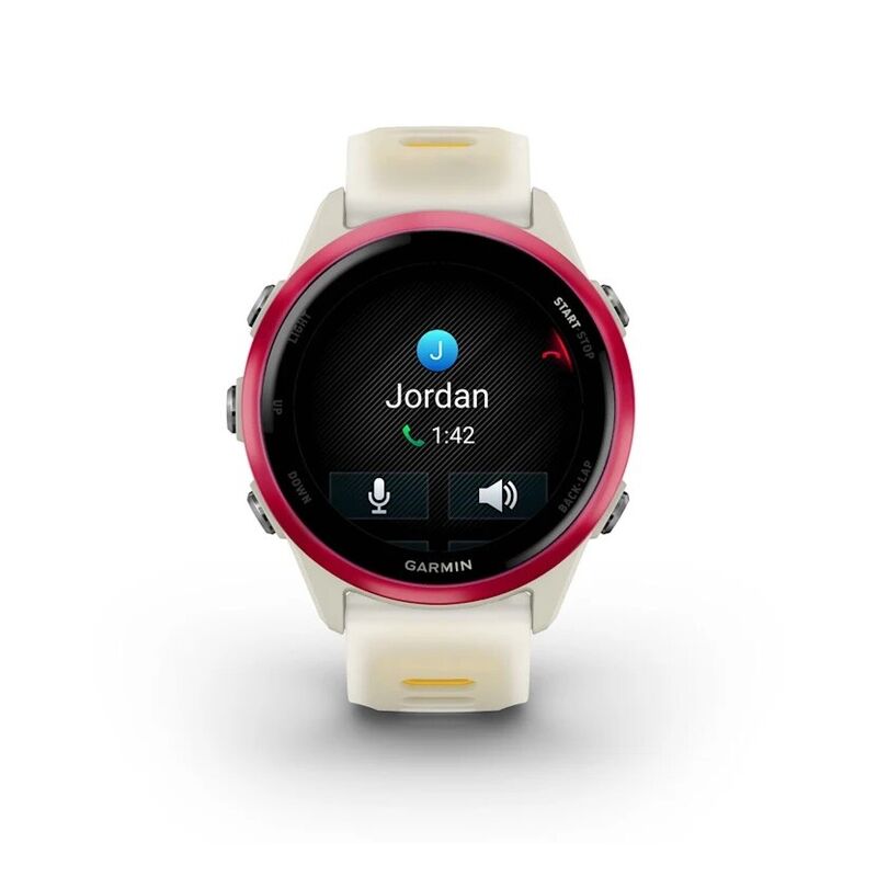 Смарт-часы Garmin Forerunner 570 - 42 mm, Малиновый алюминий с желто-белым ремешком