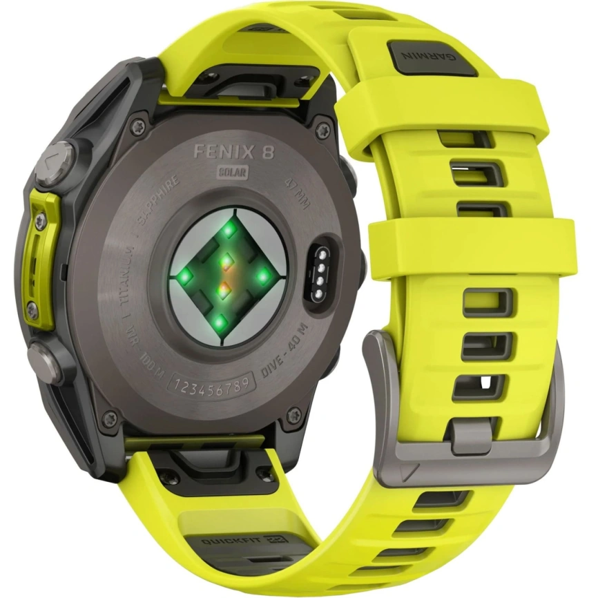 Смарт-часы Garmin Fenix 8 47mm Solar Sapphire (010-02906-21) Carbon Gray DLC Titanium with Yellow/Graphite Silicone Band