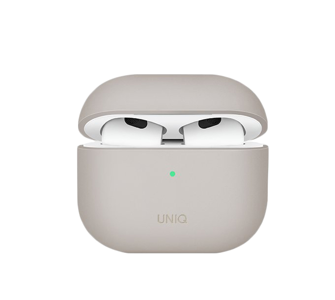 Чехол с карабином Uniq Lino Liquid Silicone для AirPods 3 Бежевый
