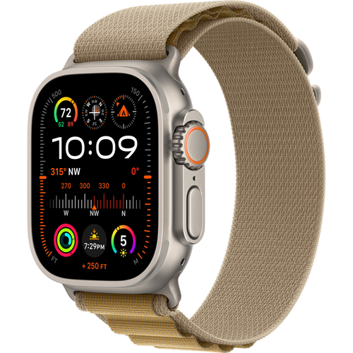 Смарт-часы Apple Watch Ultra 2 (2024) GPS + Cellular, 49 мм Natural Titanium Case, ремешок Alpine Loop цвет Желтый, размер S