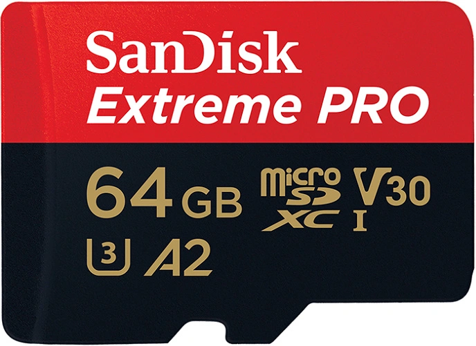 Карта памяти Sandisk Extreme Pro 64GB MicroSDXC Class 10/UHS-I/U3/V30/A2/170 Мб/с SDSQXCY-064G-GN6MA