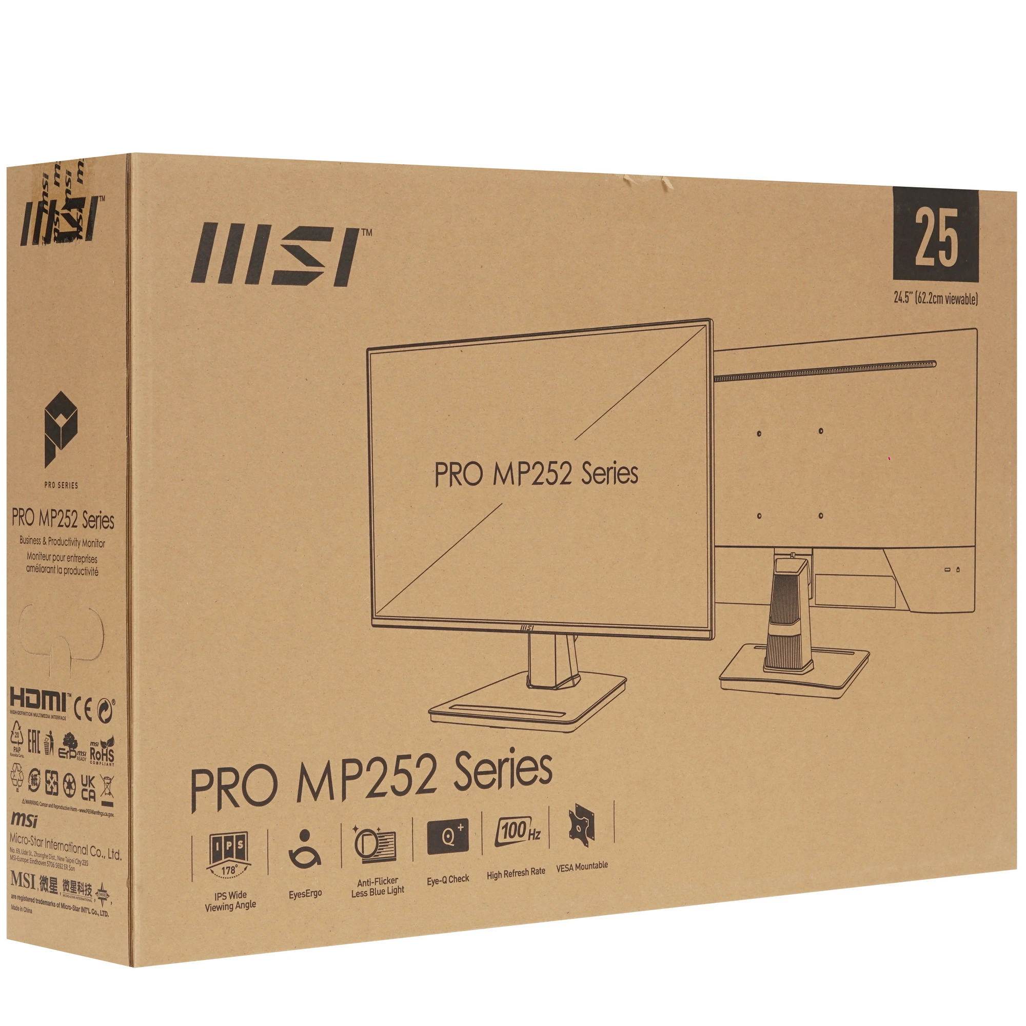 Монитор MSI PRO MP252L 24.5" 100 Гц IPS Черный