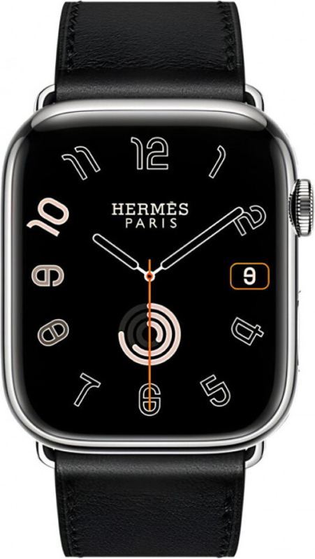Смарт-часы Apple Watch S10 Hermes - 46 mm браслет Leather Single Tour Etoupe, (Noir | черный)