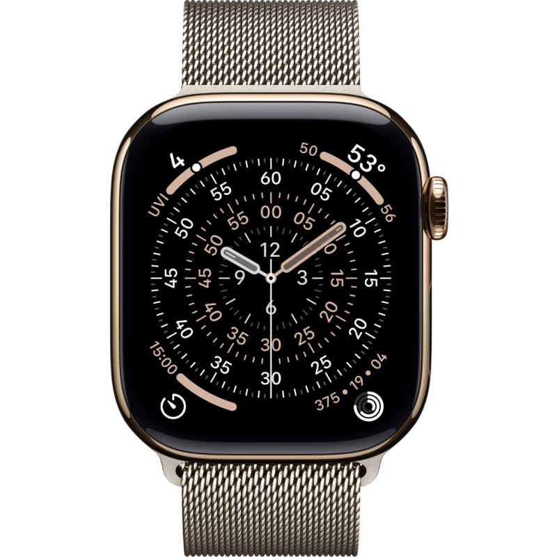 Смарт-часы Apple Watch 11, корпус Gold Titanium 46 мм, Milanese Loop Natural Titanium
