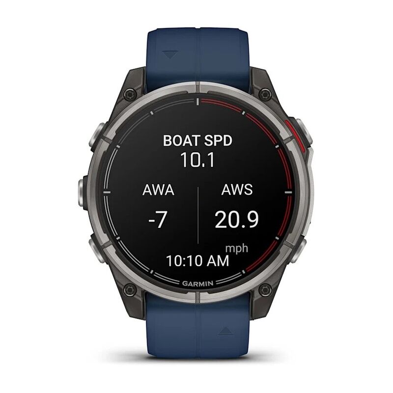 Часы Garmin Quatix 8 - 51 мм, AMOLED, Sapphire, Titanium, синий силиконовый ремешок