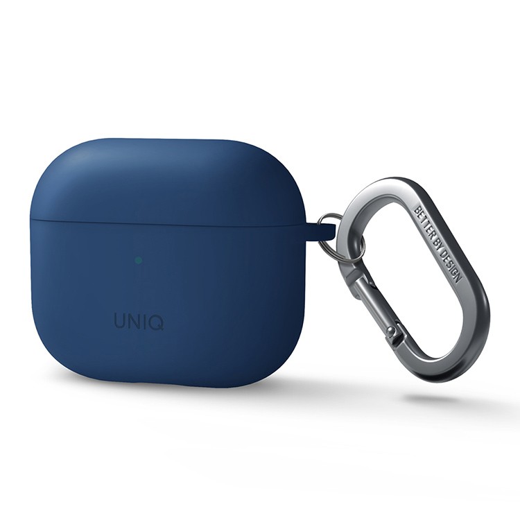 Чехол Uniq NEXO Liquid silicone +carabin +Sports ear hooks для AirPods 3 Голубой