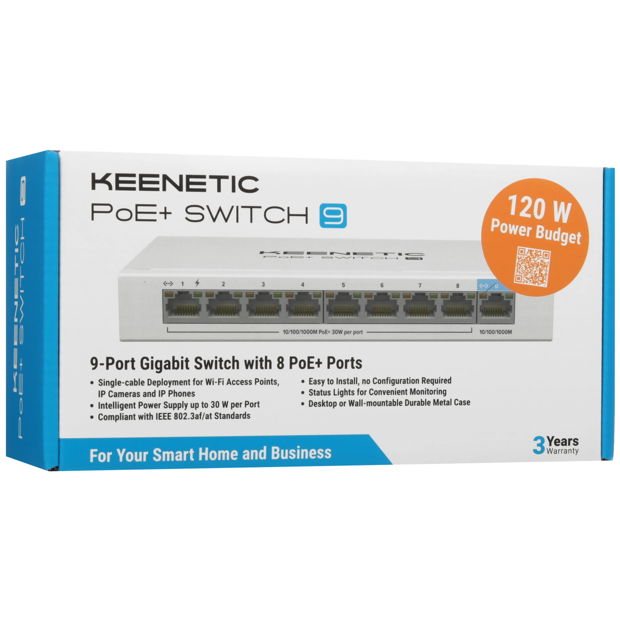 Коммутатор Keenetic KN-4710, 9 портов (8xPoE+), 1 Гбит/с, Неуправляемый