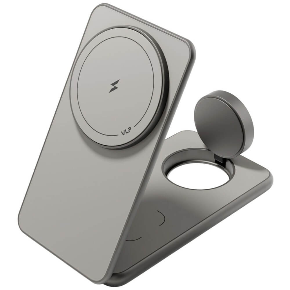 Беспроводное зарядное устройство VLP Alum Power Pro для Apple натуральный титан
