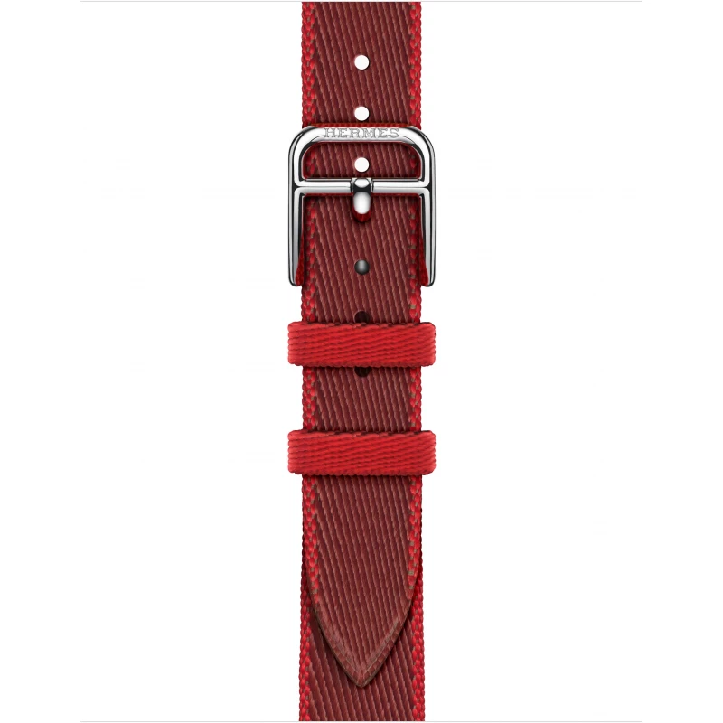 Смарт-часы Apple Watch S10 Hermes - 42 mm браслет Twill Jump Attelage Single Tour (Rouge Grenat / Vermillon | красный гранат)