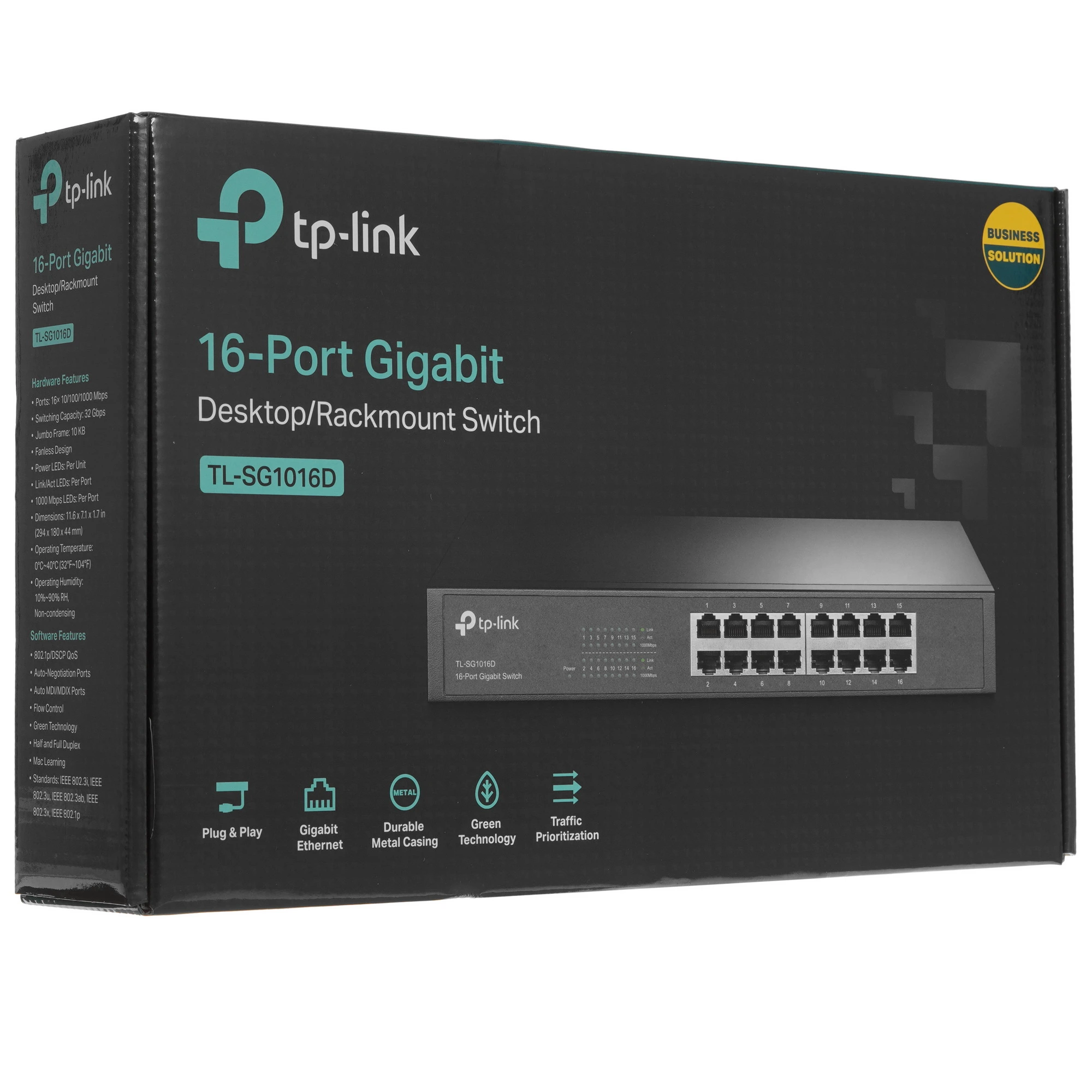 Коммутатор TP-Link TL-SG1016, 16 портов, 10/100/1000 Мбит/с, Неуправляемый