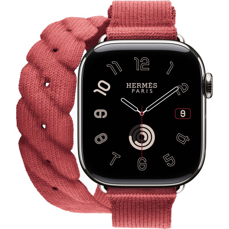 Смарт-часы Apple Watch S10 Hermes - 46 mm, браслет Torsade Single Tour (Rouge Grenat | красный гранат)
