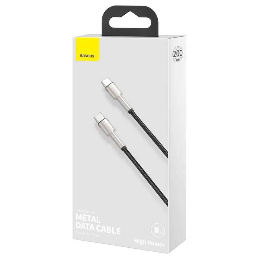 Кабель Baseus Cafule Series Metal Type-C to Type-C 100W 2м Черный