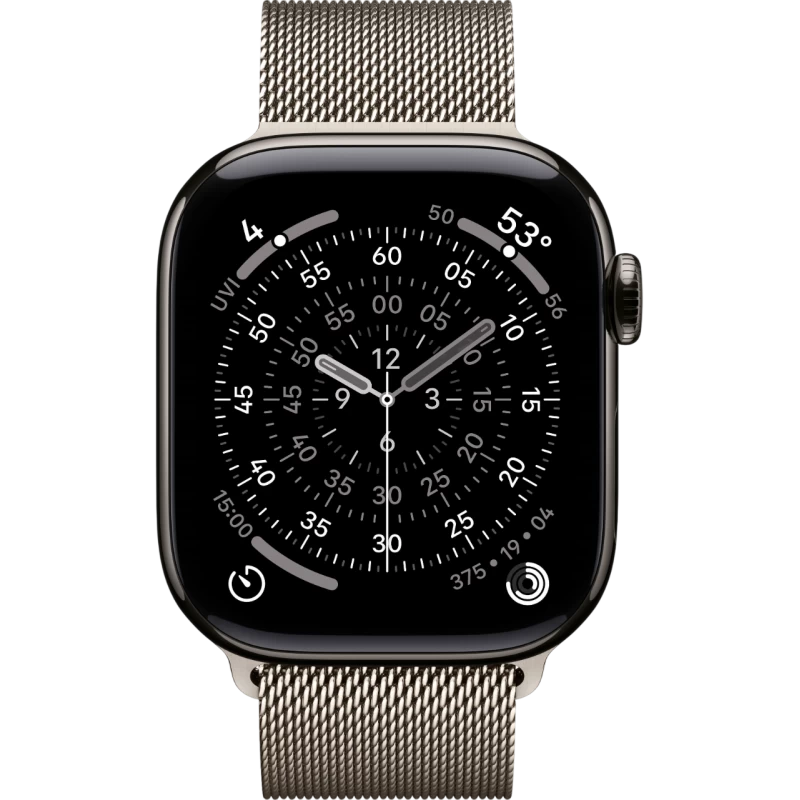 Смарт-часы Apple Watch 11 корпус Slate Titanium 46 мм, Milanese Loop Natural Titanium