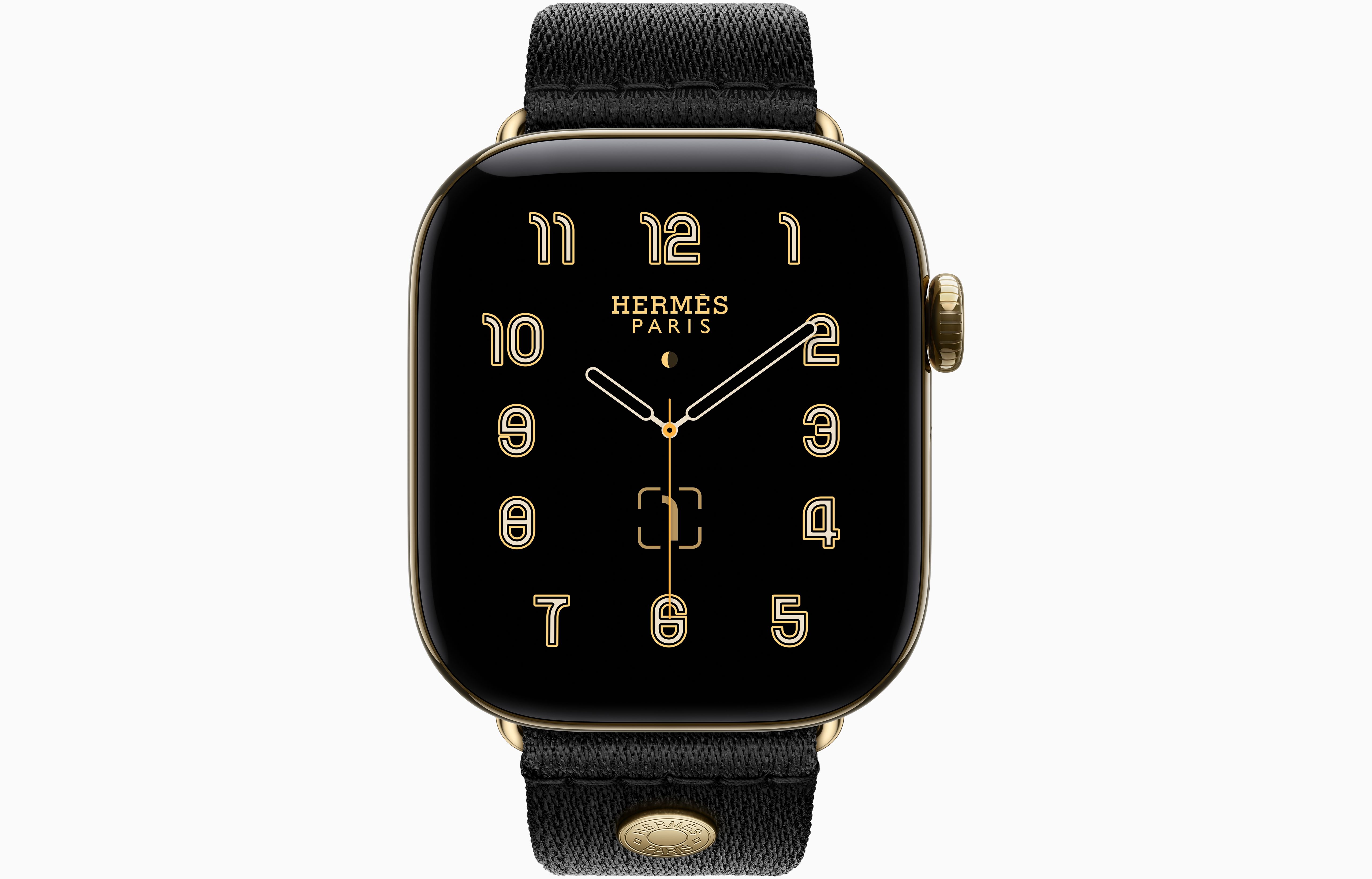 Смарт-часы Apple Watch Hermes Series 12, 42 мм, GPS + Cellular, Titanium Radiant Gold, Satin Clou de Selle Noir, One Size
