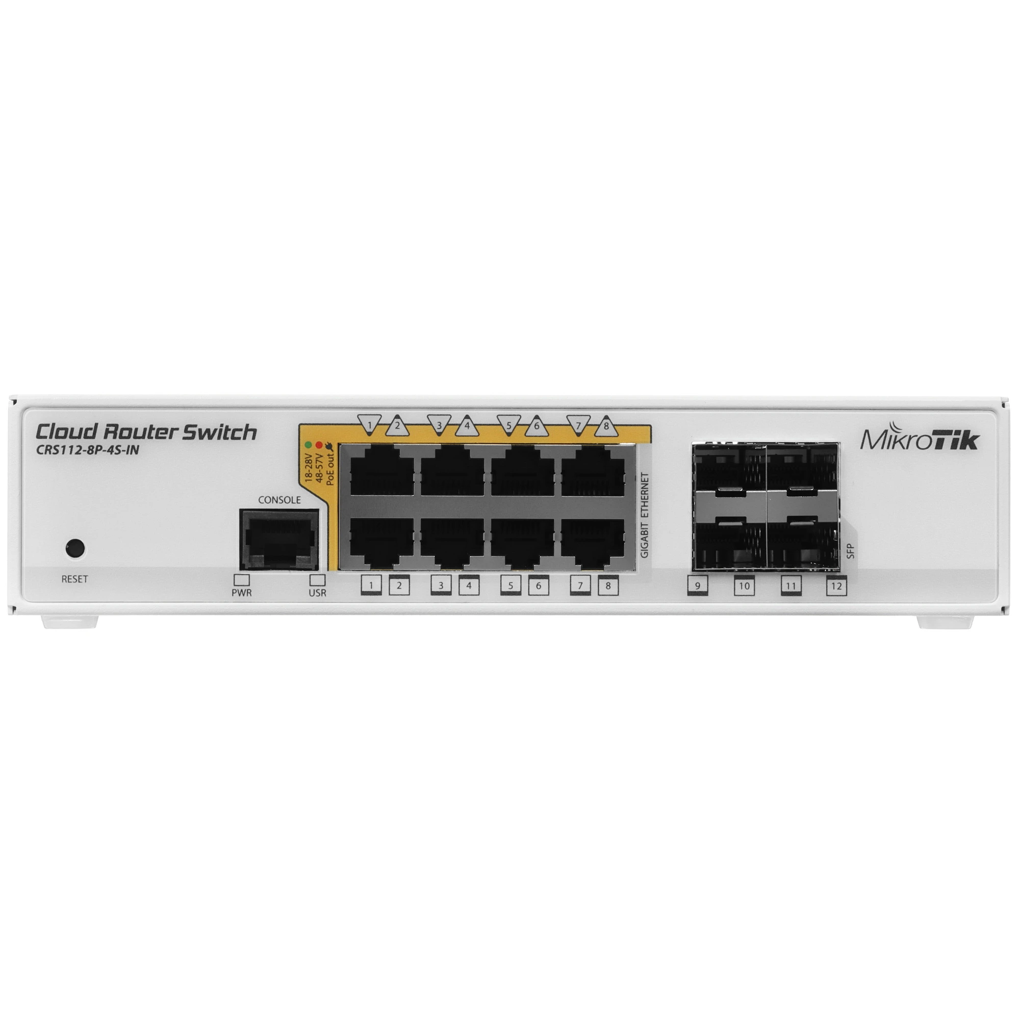 Коммутатор MikroTik CRS112-8P-4S-IN, 12 портов PoE, 10/100/1000 Мбит/с, управляемый L3
