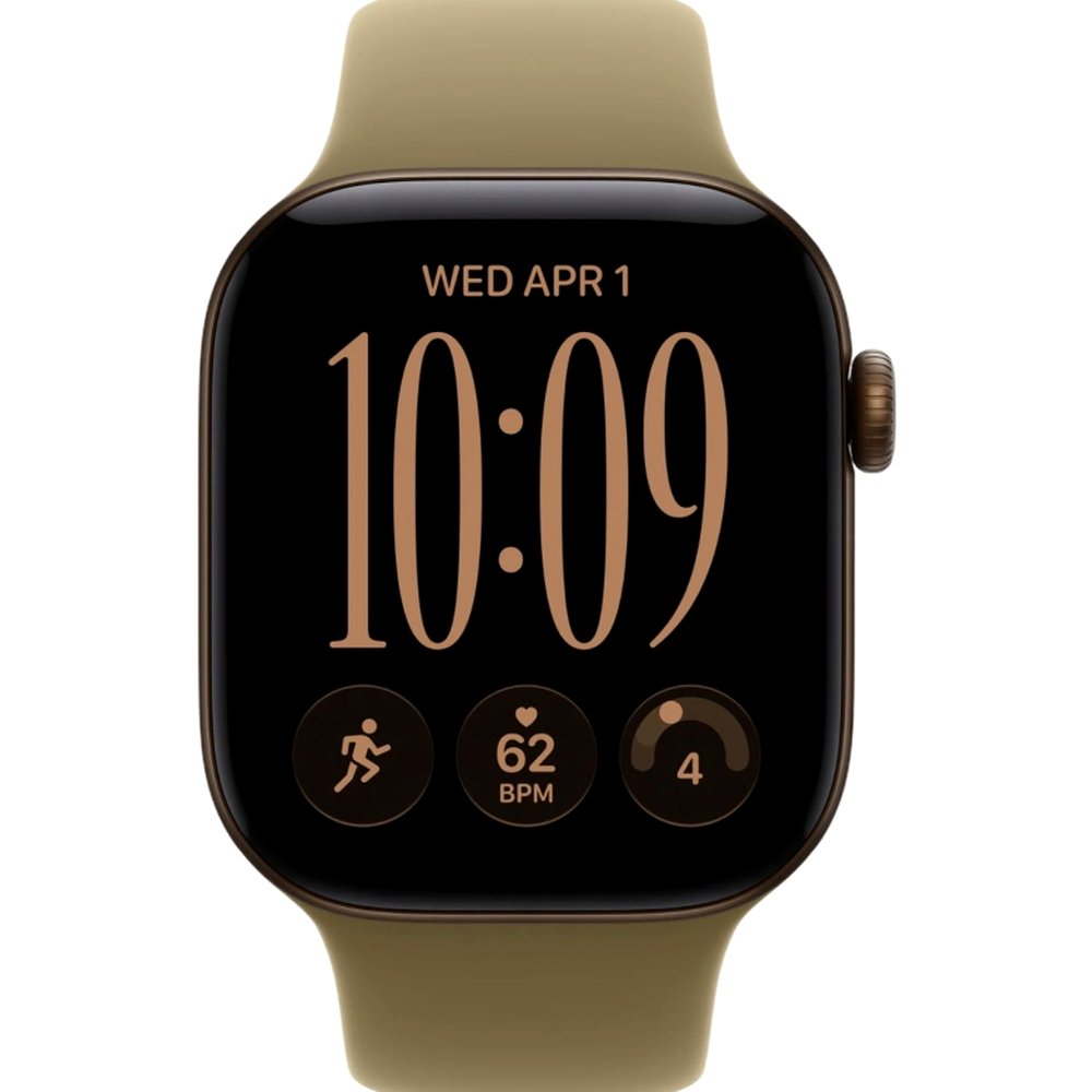 Смарт-часы Apple Watch Series 12, 46 мм, GPS, корпус алюминий Dark Bronze, ремешок Sport Band Olive, размер M/L